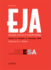 European Journal of Anaesthesiology